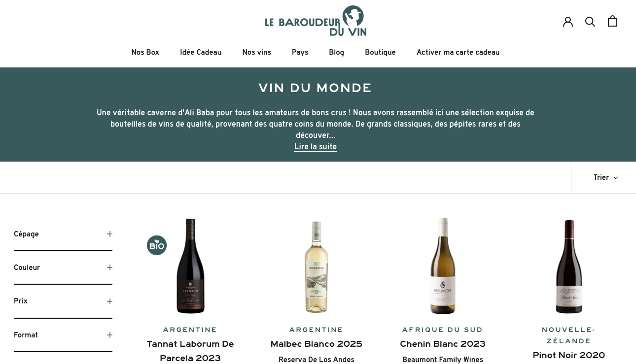 Le Baroudeur du Vin — site e-commerce
