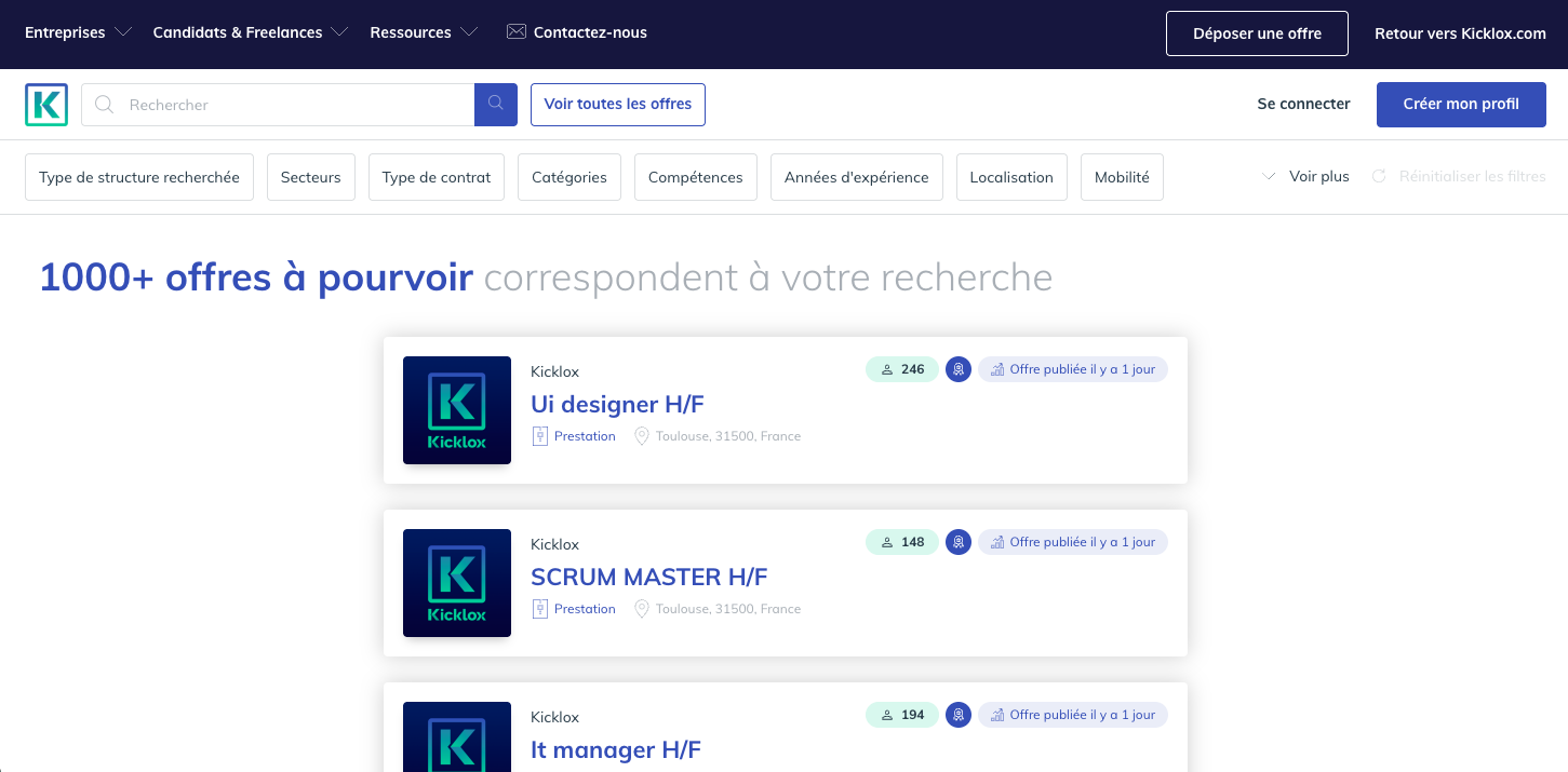 Kicklox — plateforme SaaS de matching et staffing