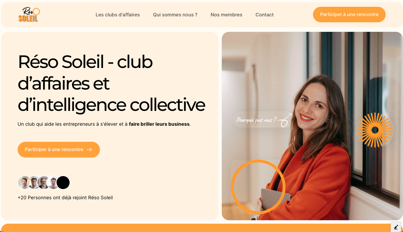 Reso Soleil — site vitrine réseau d'affaires